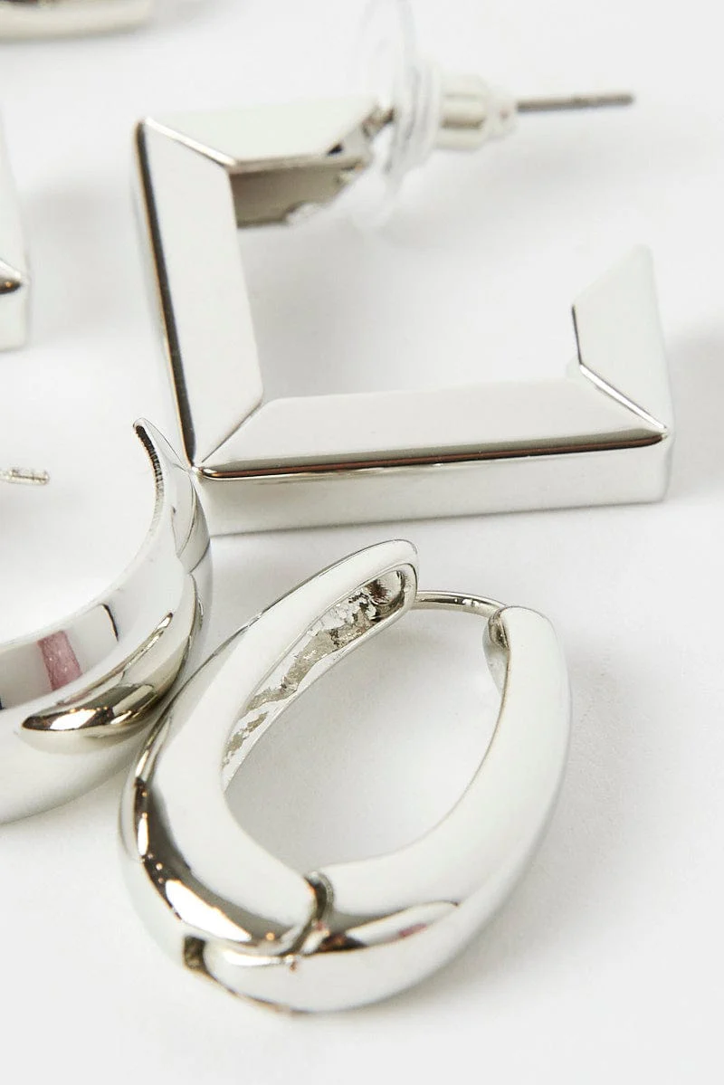 Silver 3 Pack Earrings