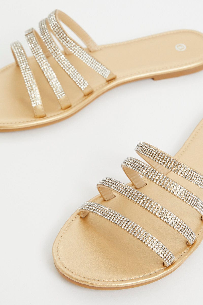 Silver Silver Strappy Flat Slides