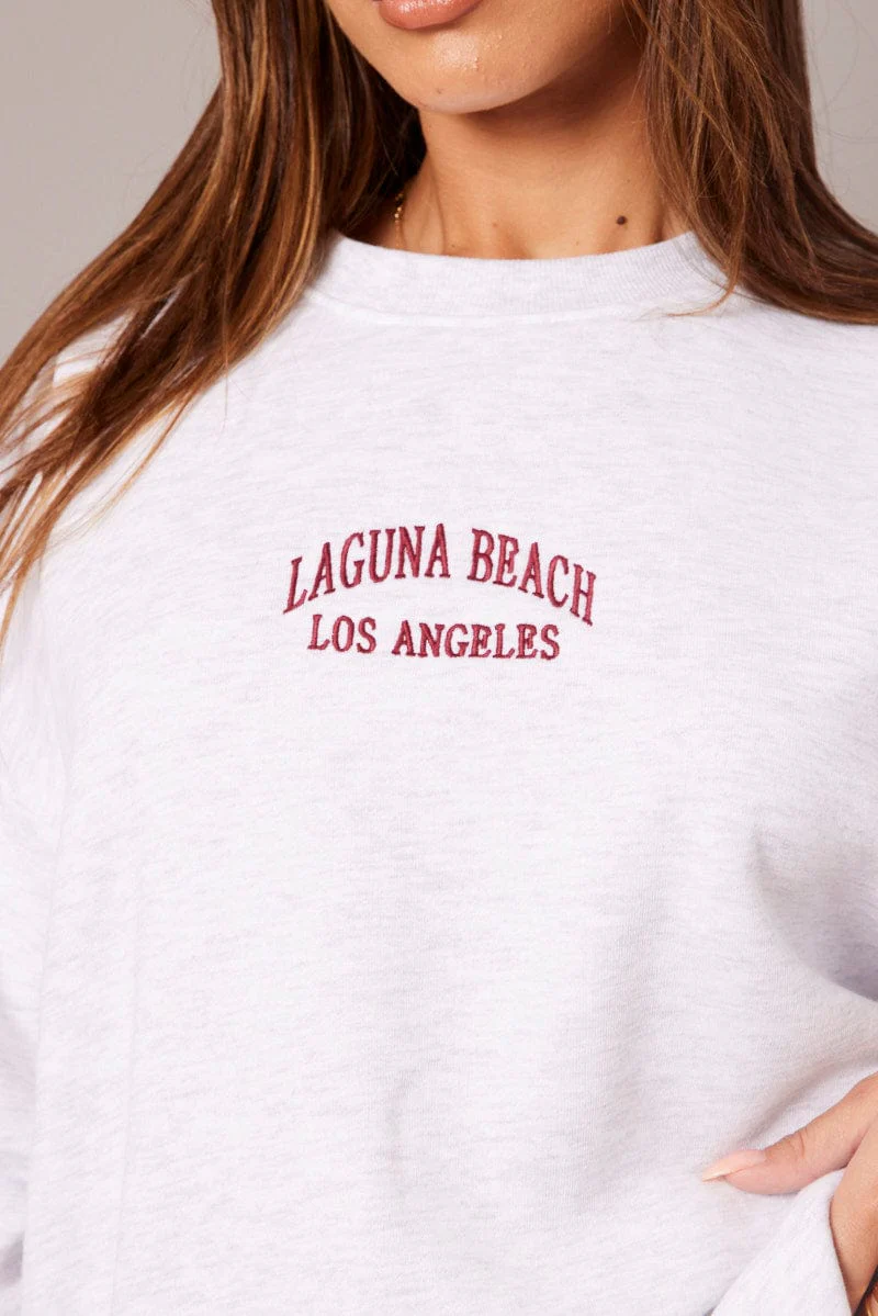 Grey Graphic Sweater Long Sleeve