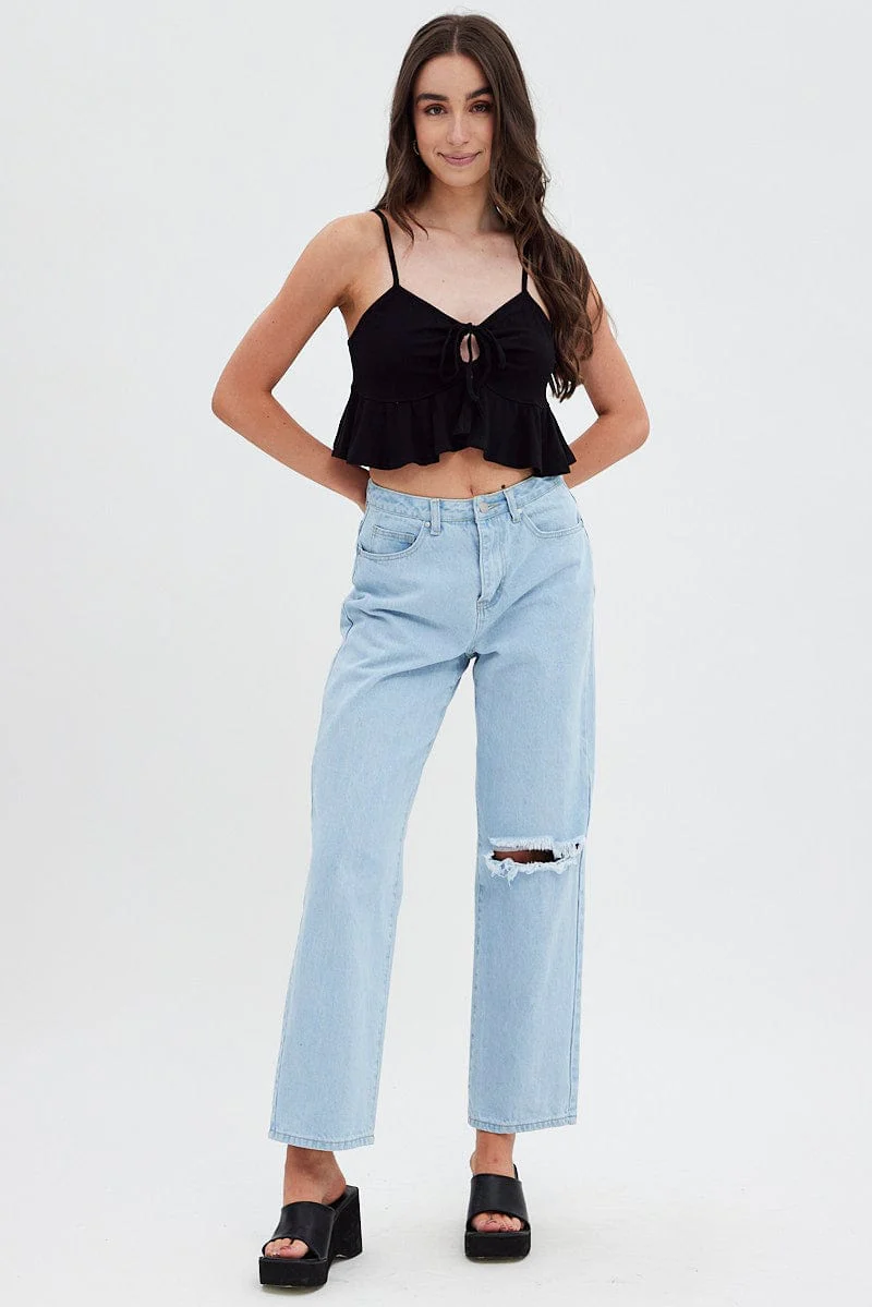 Black Cami Top Peplum