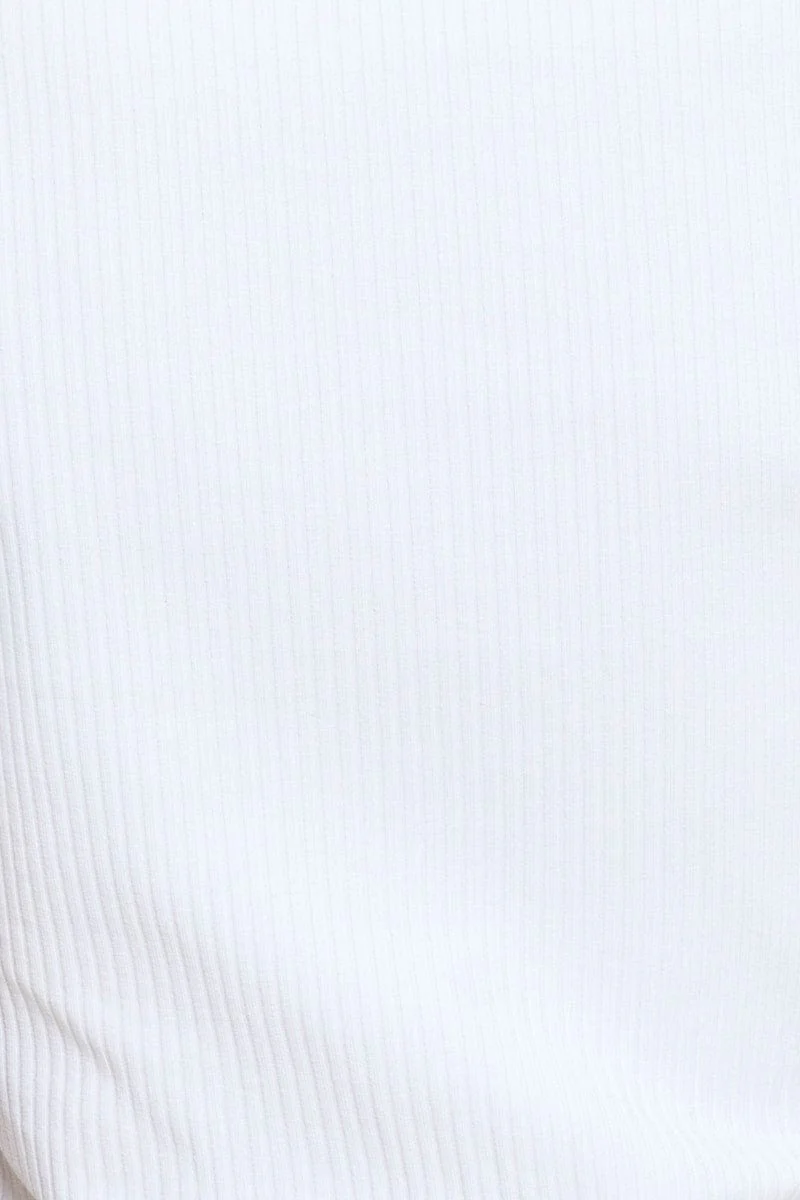 White Jersey Top Short Sleeve Collared Ruche