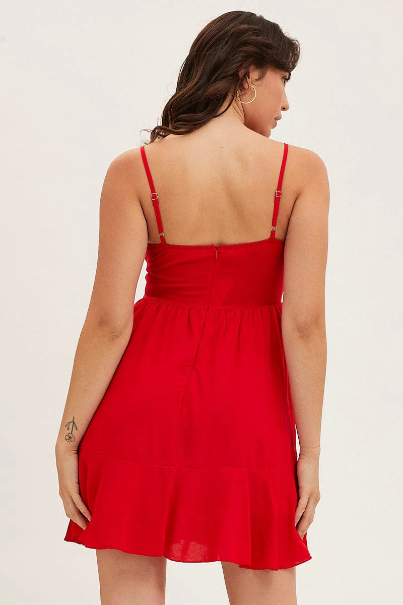 Red Chiffon Skater Dress