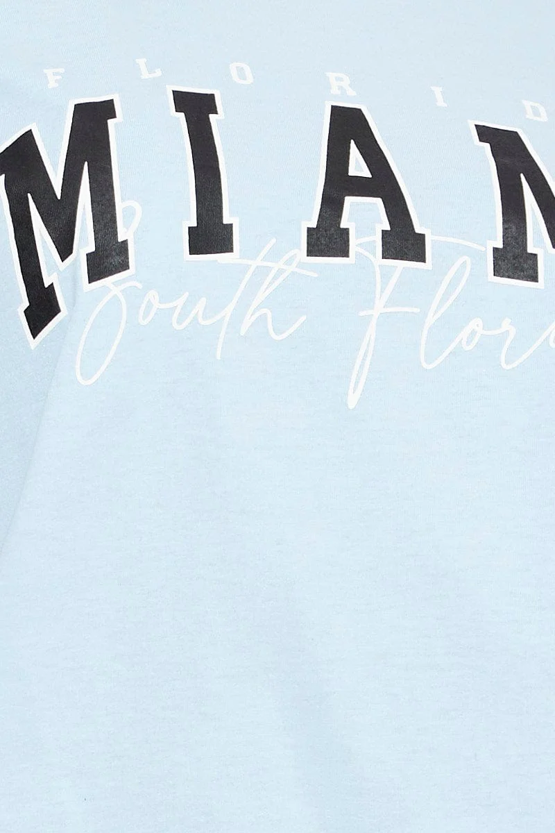 Blue Graphic T Shirt Short Sleeve