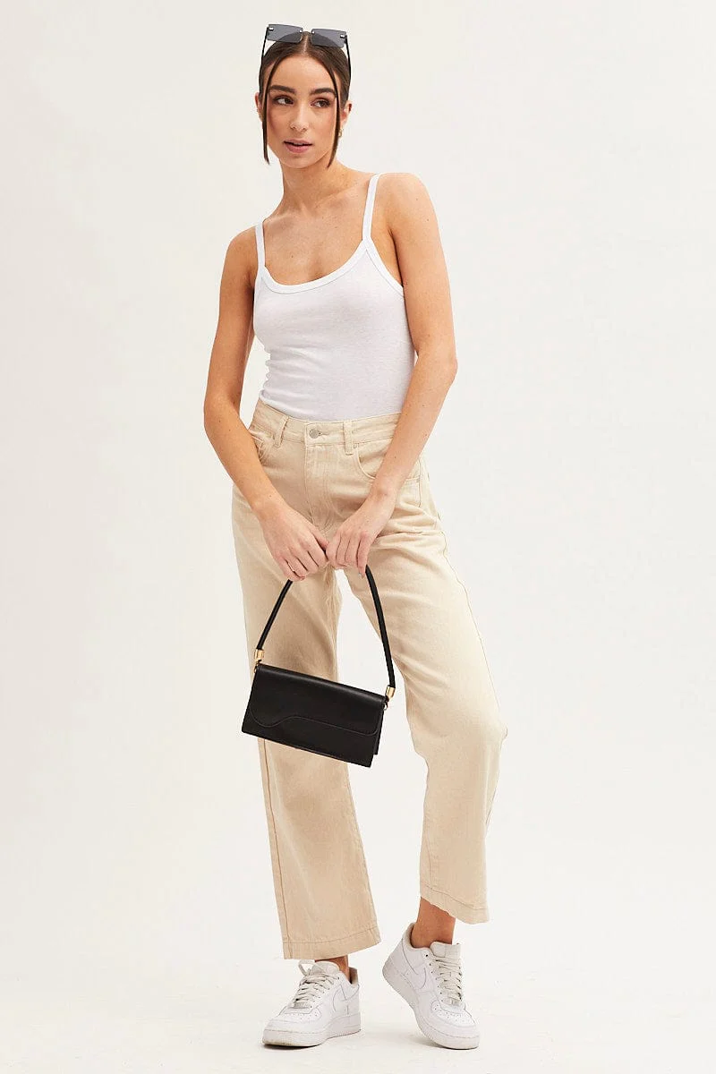 White Sleeveless Top Scoop Neck