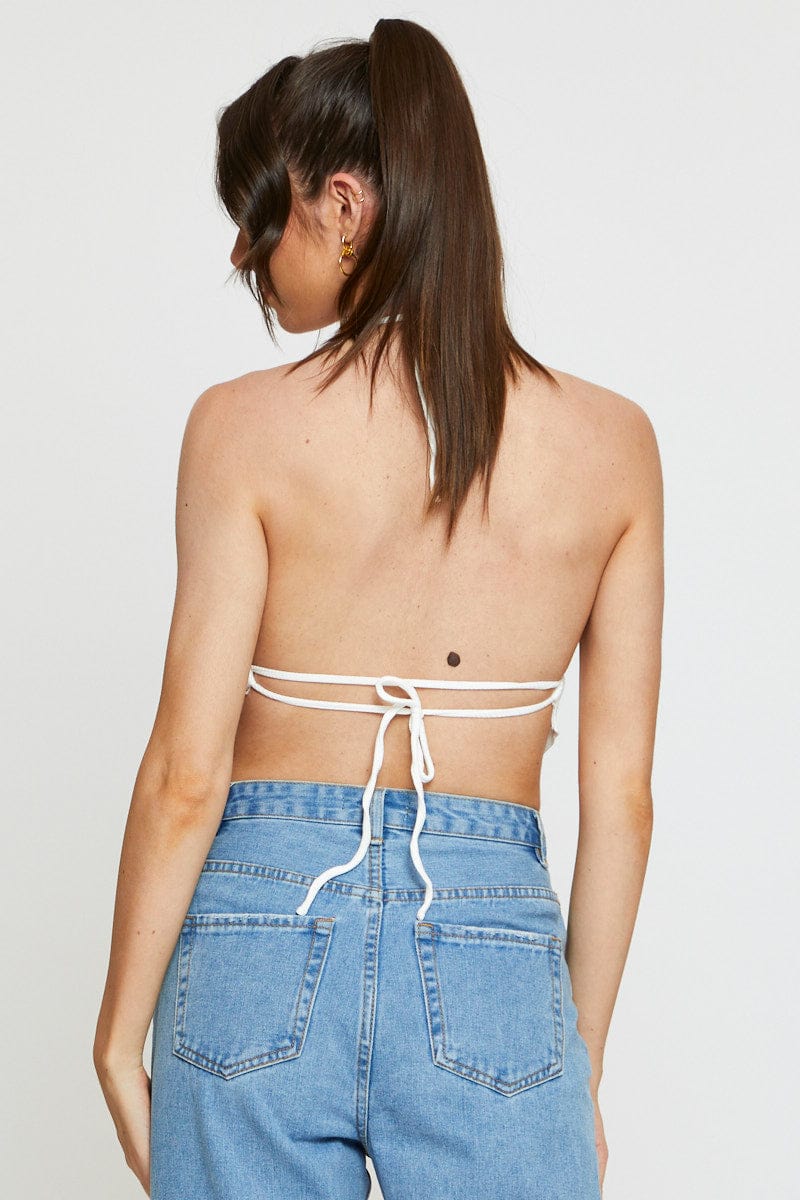 White Jersey Scarf Top Halter Neck