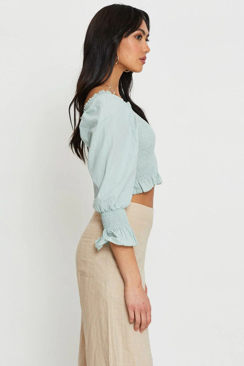 Green Peplum Top Long Sleeve
