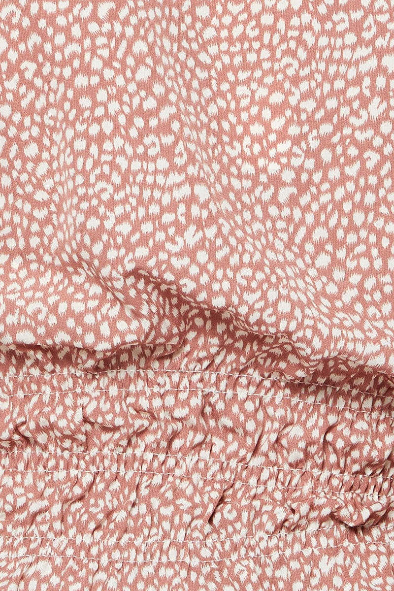 Geo Print Crop T Shirt Short Sleeve