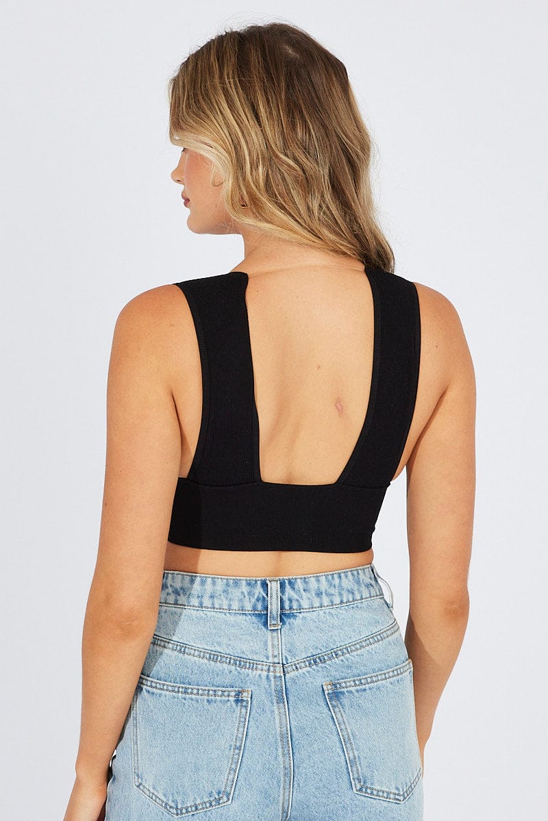 Black Bralette V Neck Seamless