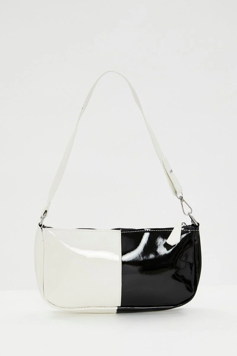 Stripe Half And Half Monochrome Under Arm Bag