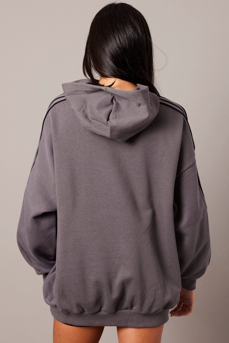 Grey Hoodie Sweater Long Sleeve Graphic