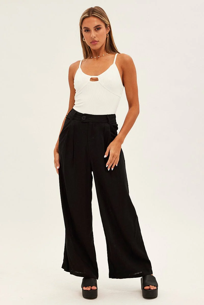 White Rib Bodysuit Keyhole Detail