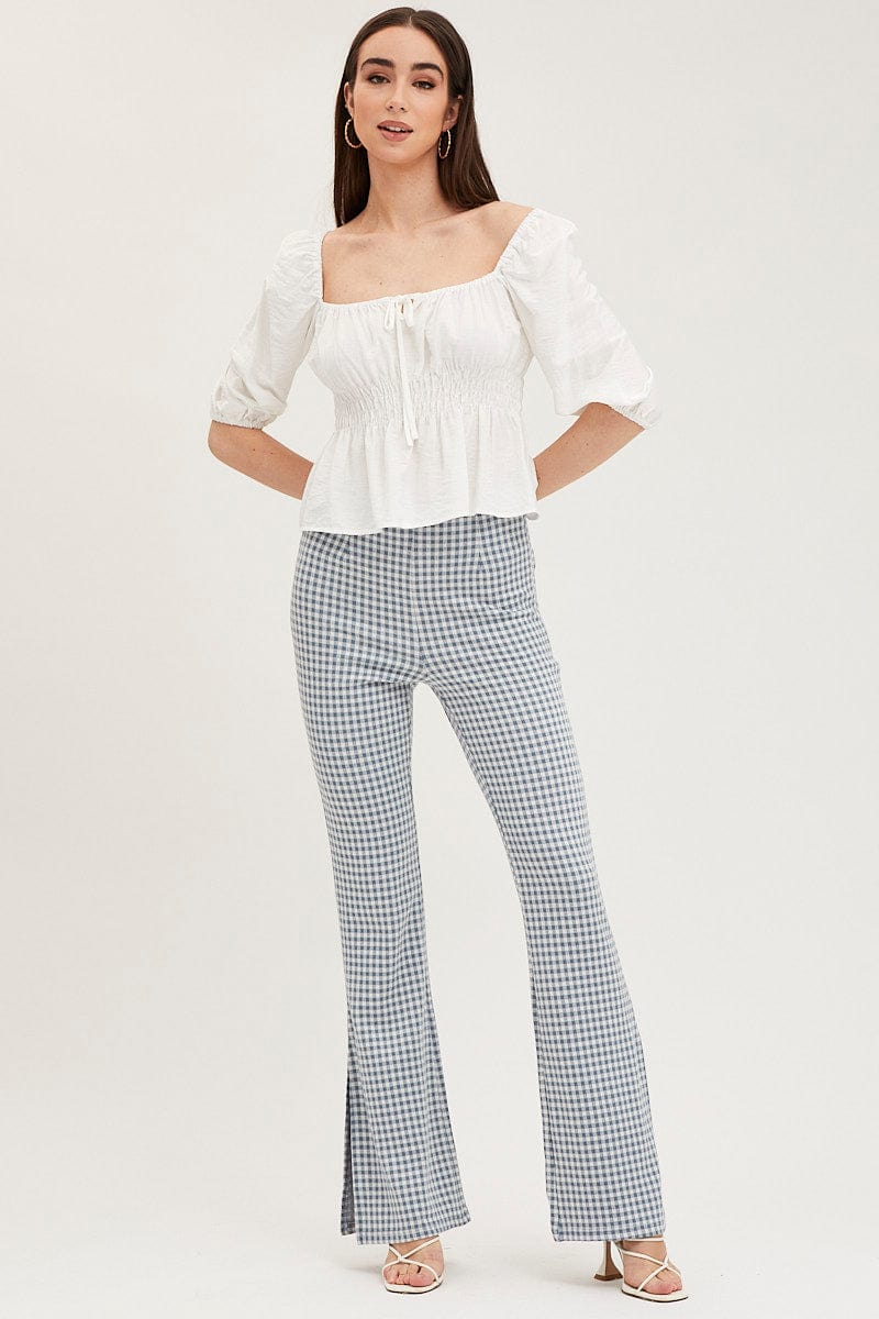Check Flare Pants High Rise