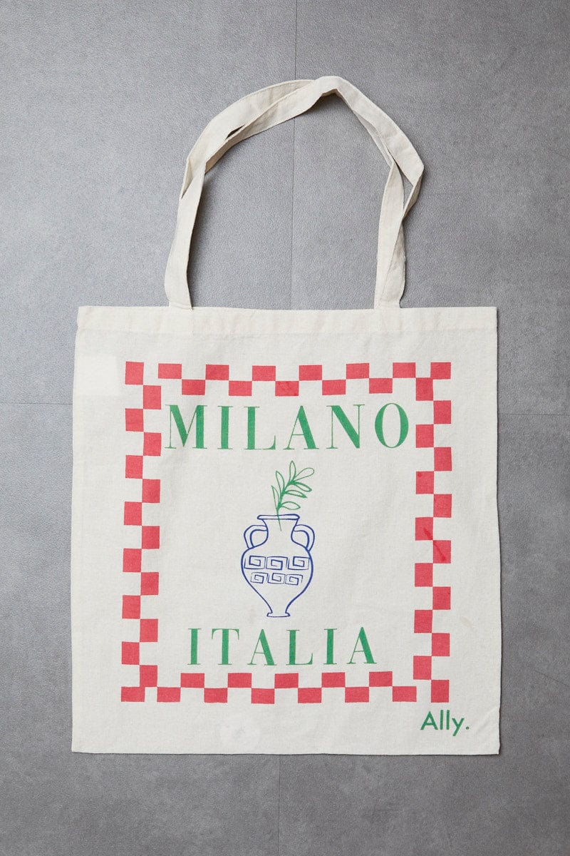 Multi Print Printed Tote Milano Italia Pizza Box Themed