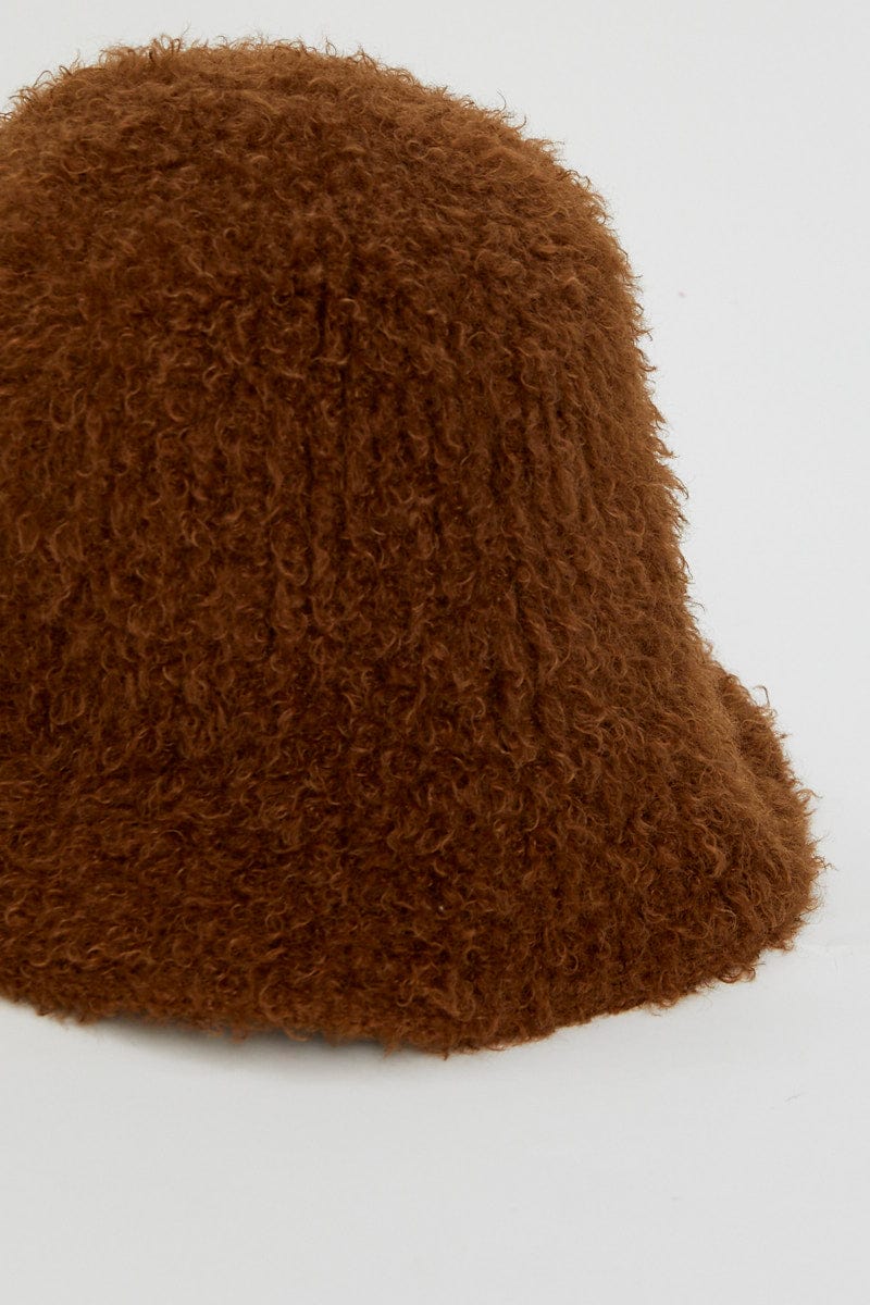 Brown Fuzzy Bucket Hat