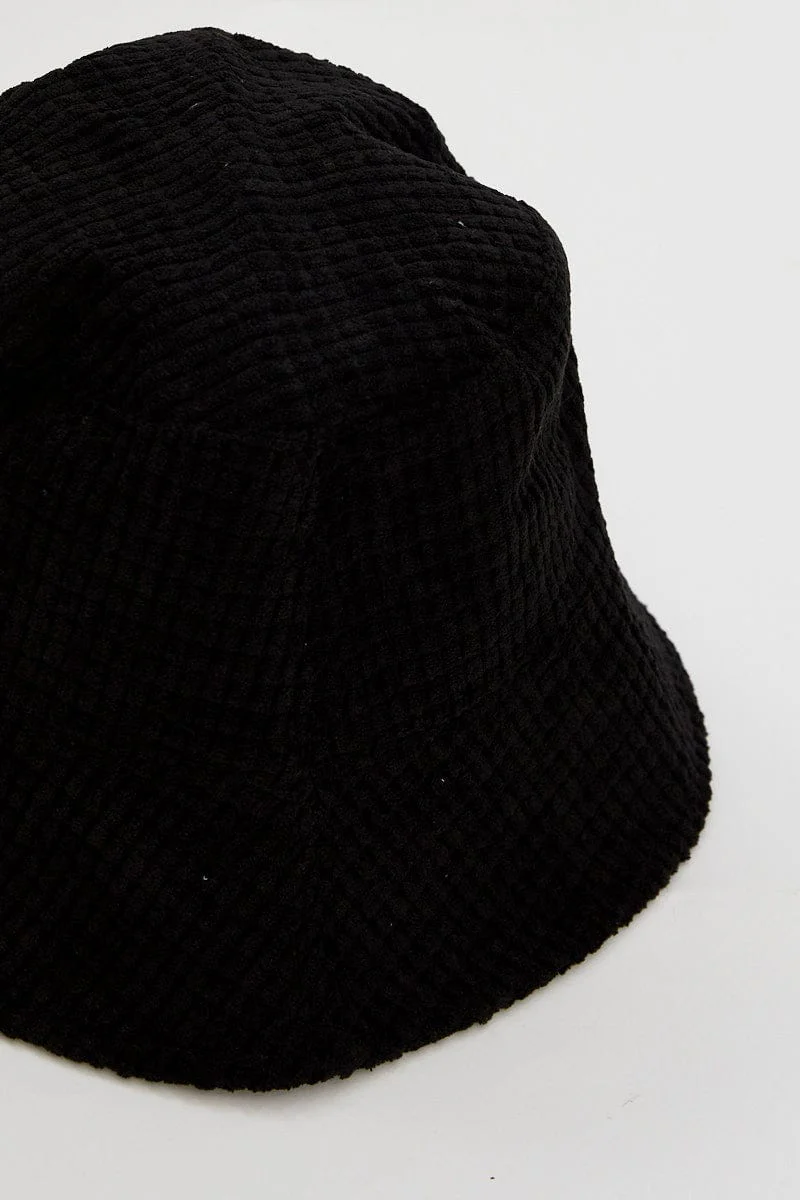 Black Corduroy Bucket Hat