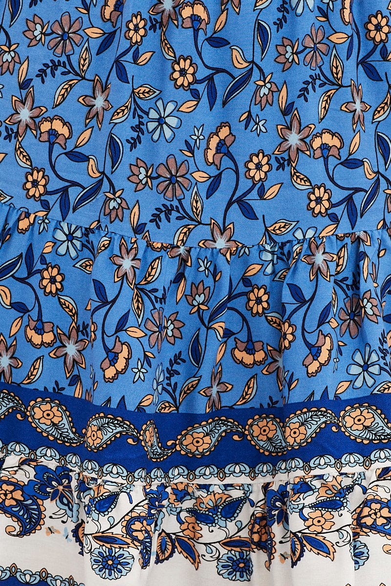 Boho Print Elastic Waist Boho Mini Skater Skirt