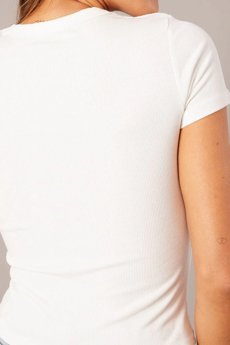 White T Shirt Short Sleeve Crew Neck