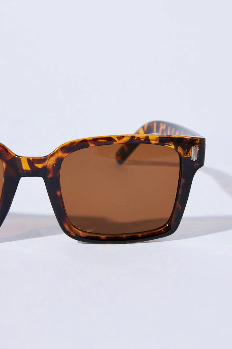 Brown Animal Print Square Sunglasses
