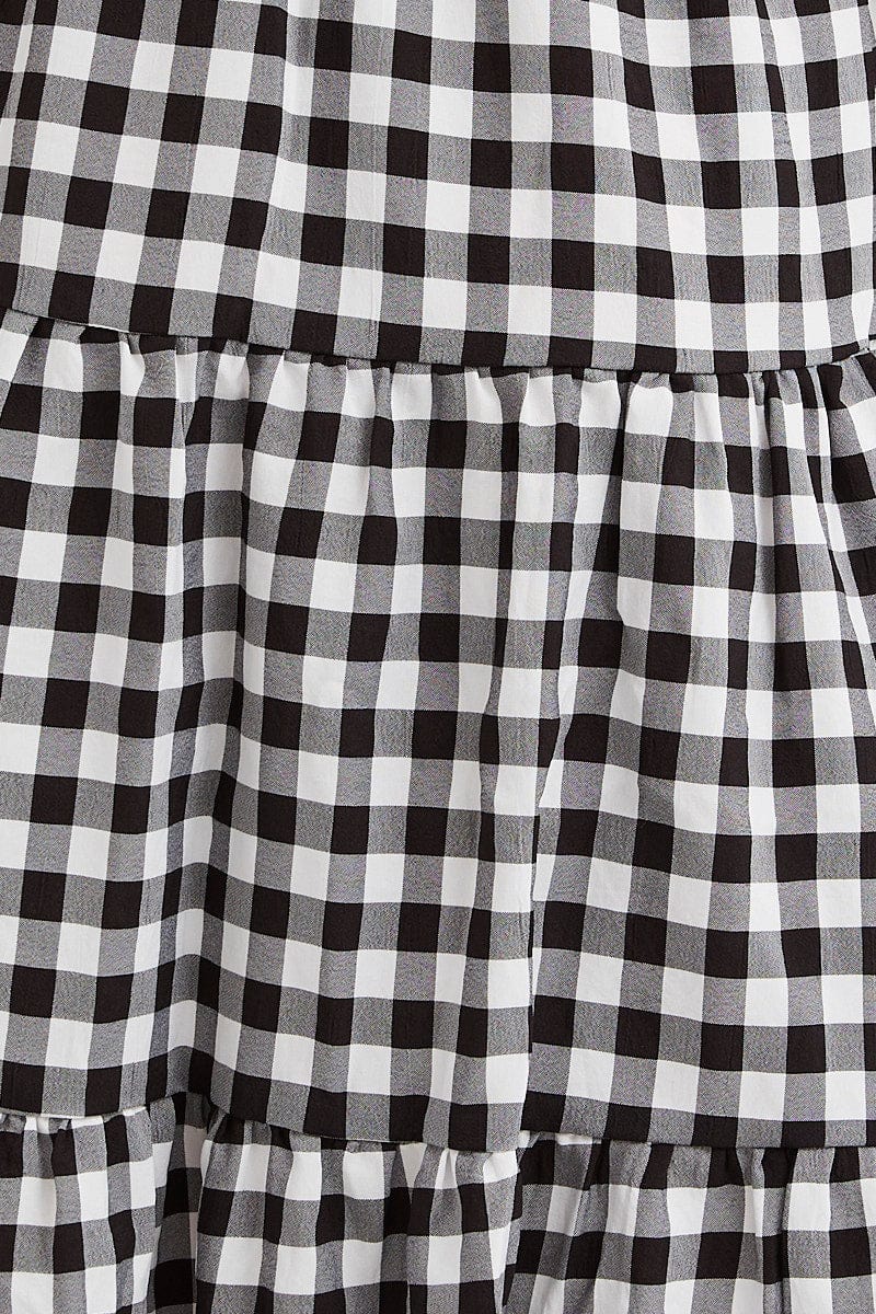 Check Dress One Shoulder Midi