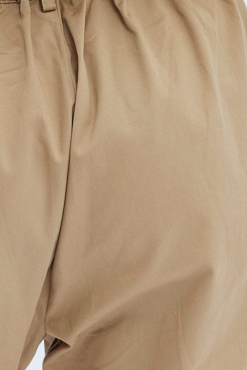 Camel Cargo Pants High Rise