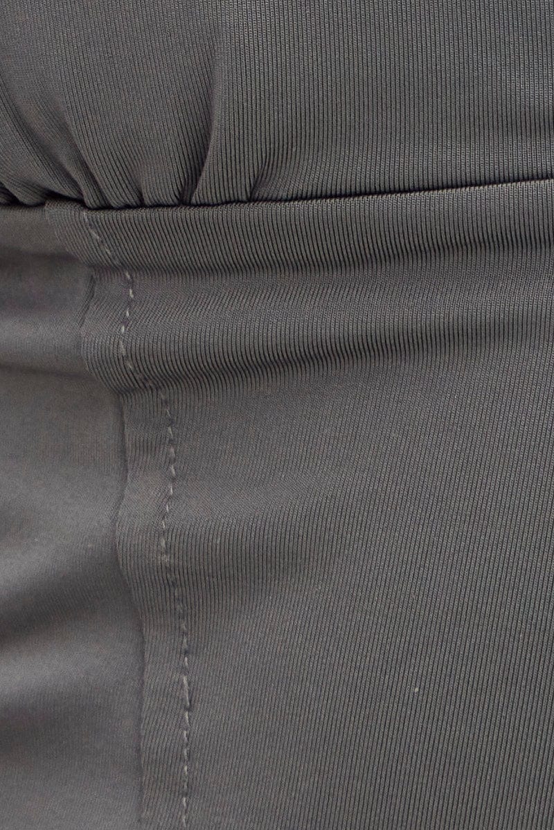 Grey Corset Detail Top Sleeveless Crop Slinky Jersey