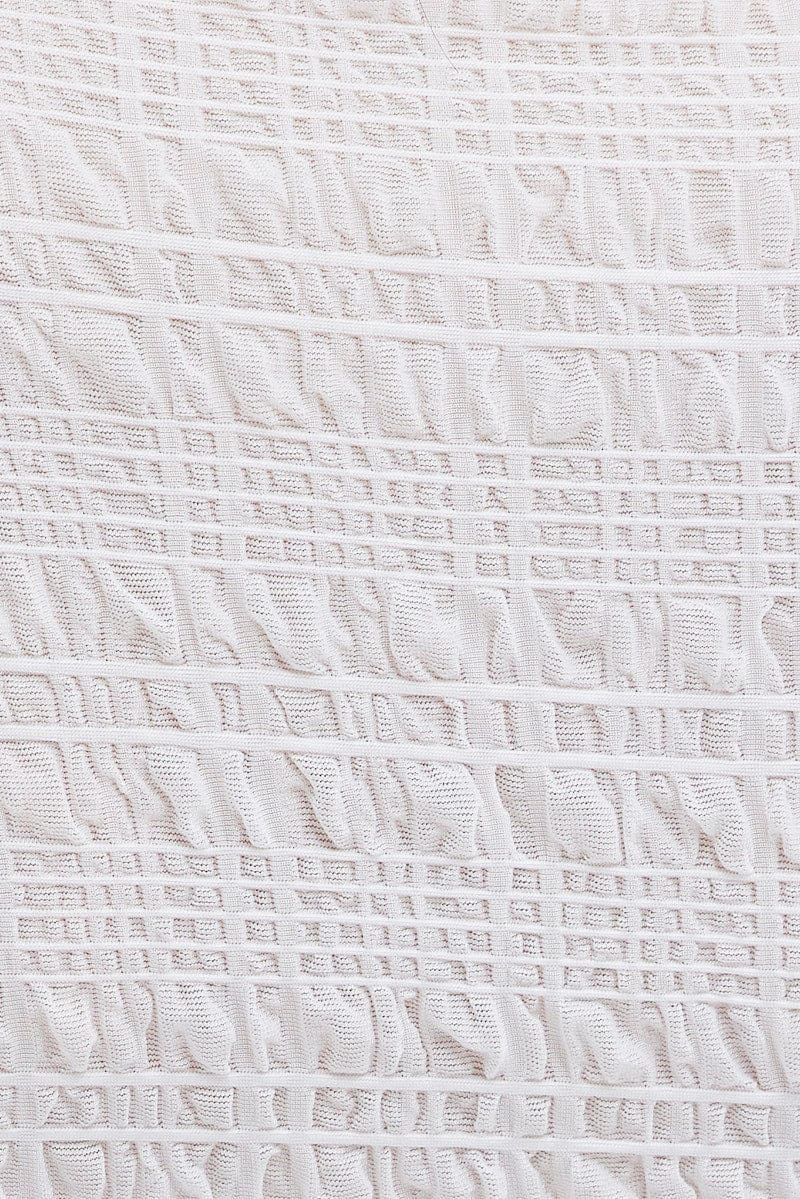 White Sheer Bodysuit Textured Long Sleeve