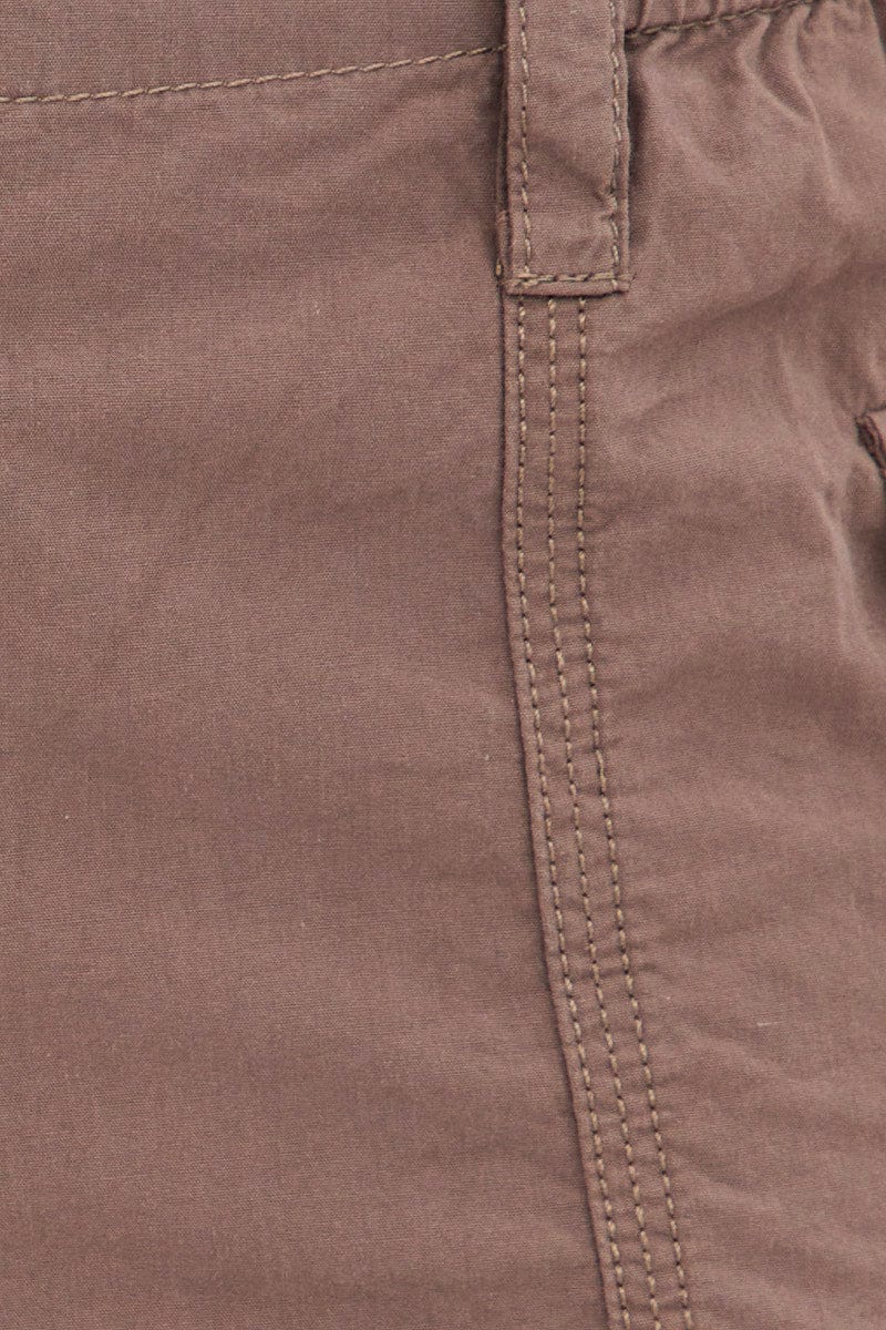 Brown Cargo Shorts Low Rise