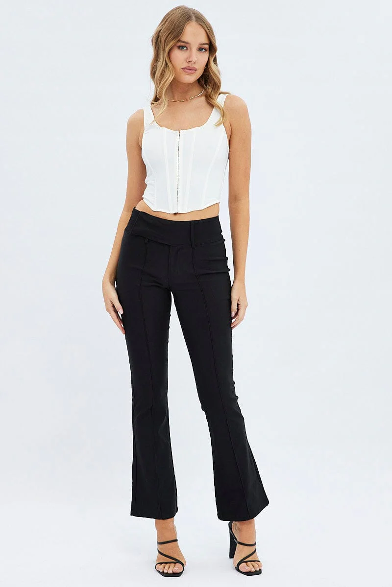 Black Flare Pants Mid Rise