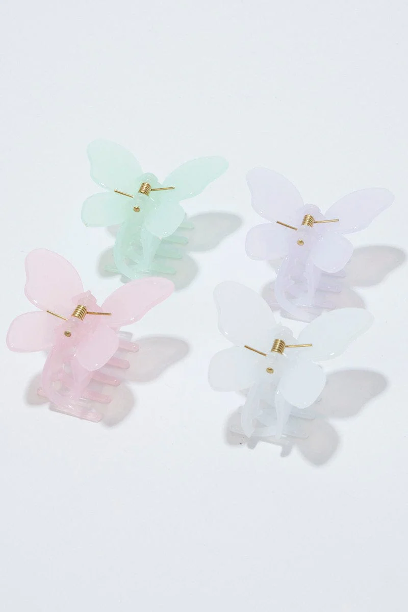 Multi 4 Pack Butterfly Claw Clips