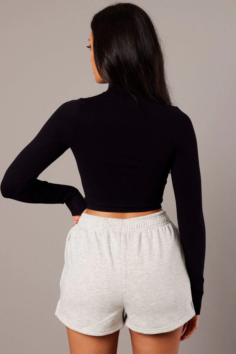 Black Zip Up Long Sleeve Seamless