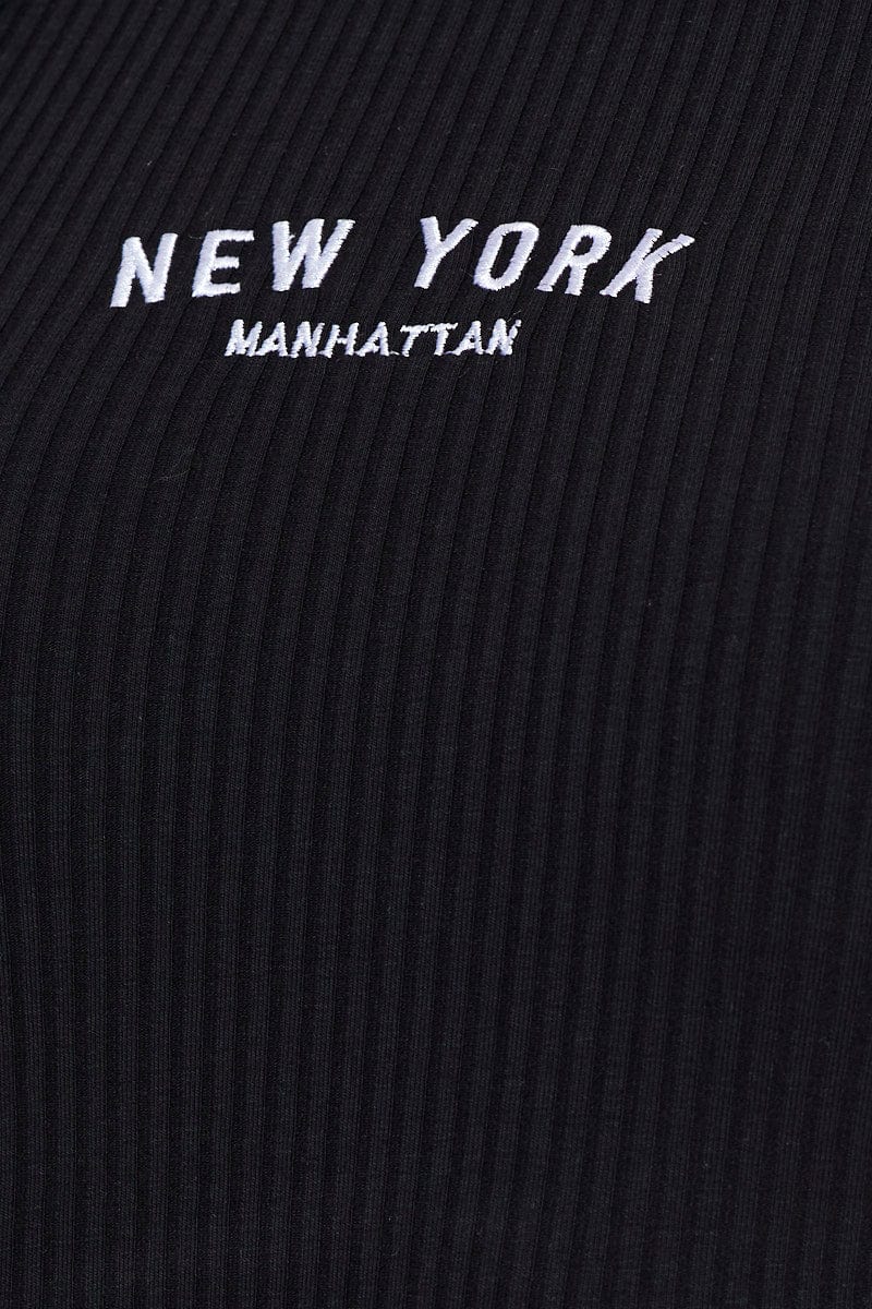 Black Graphic Tank Embroided