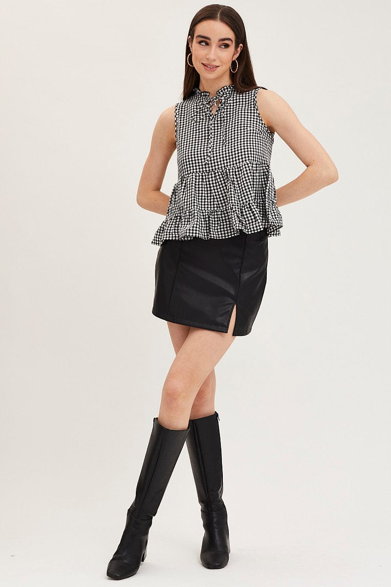 Check Gingham Wrap Top