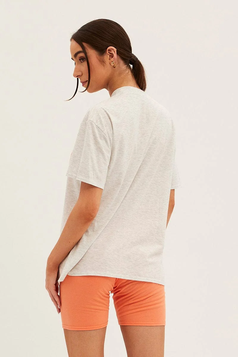 Orange Graphic T And Biker Shorts Set