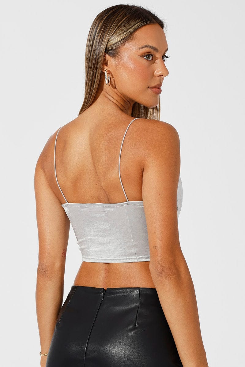 Metallic Corset Crop Top Straps