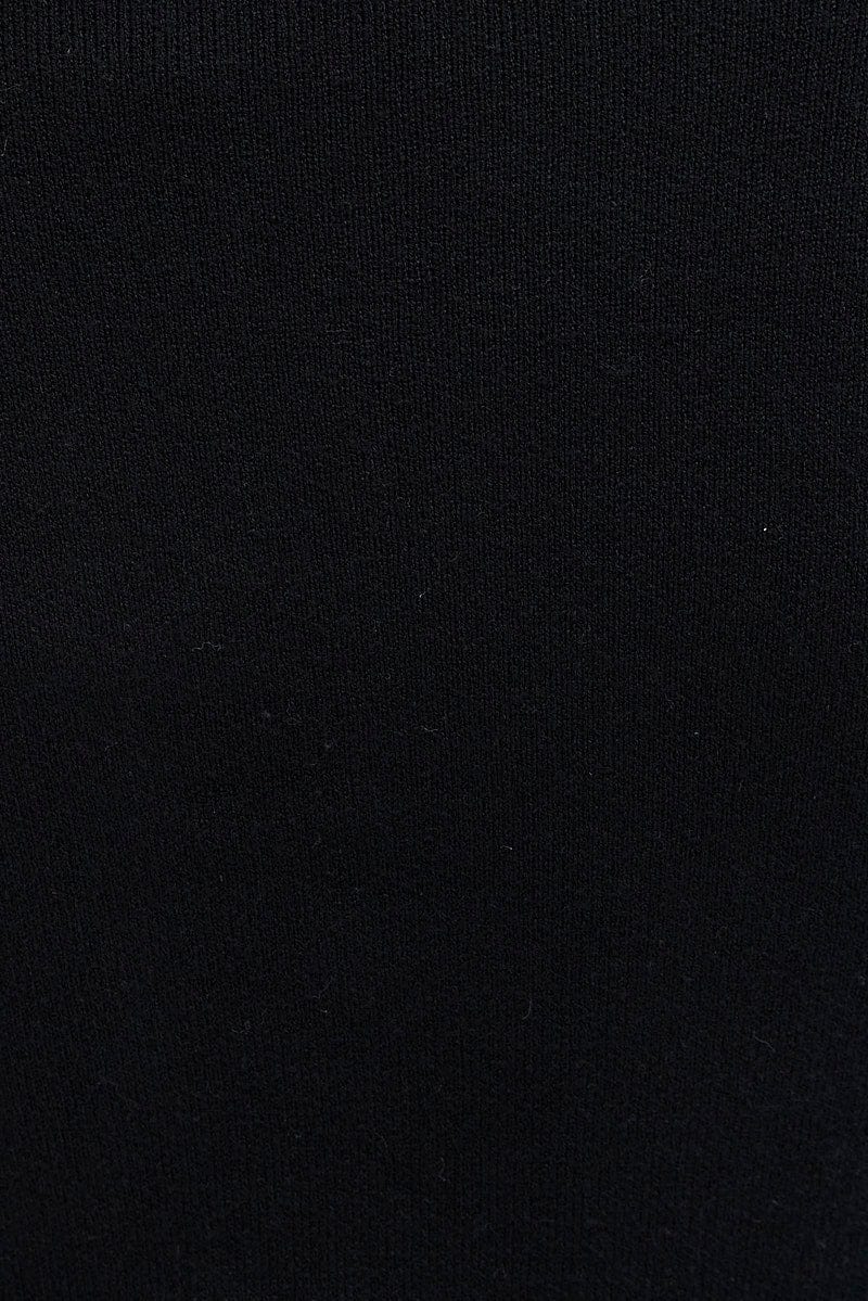 Black Midi Dress Long Sleeve Sweetheart Neckline Knit