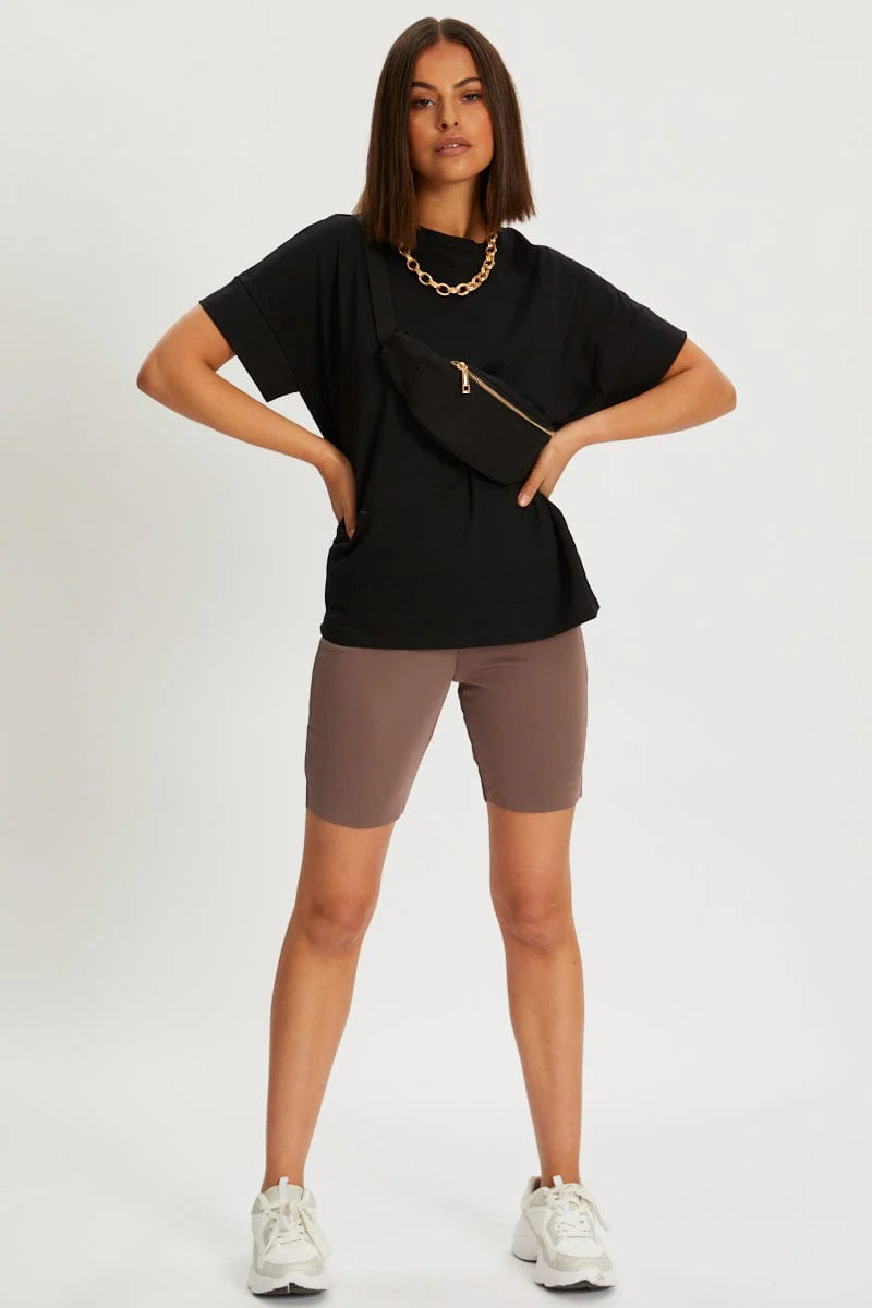 Brown Double Layer Slinky Bike Short