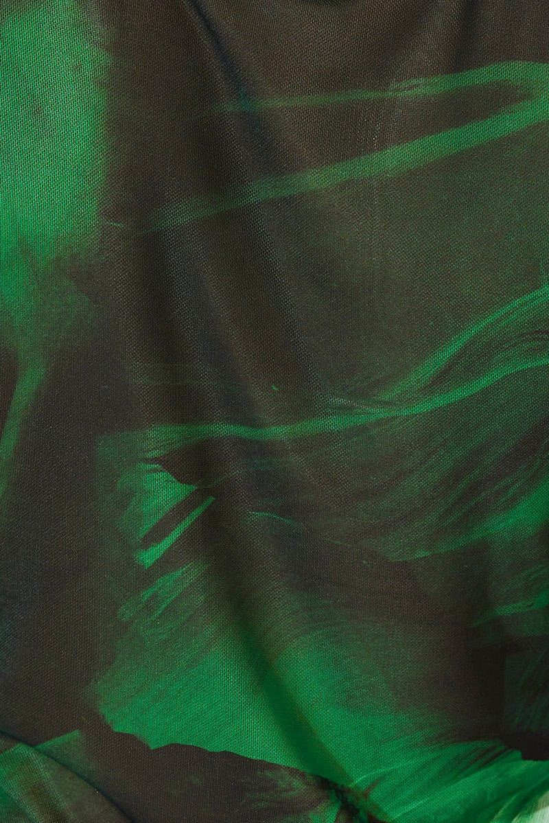 Green Abstract Top Short Sleeve