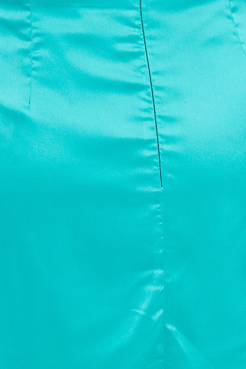 Green Mini Skirt High Rise Satin