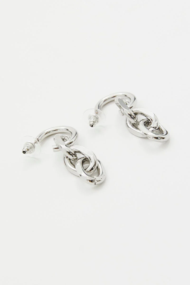 Metallic Link Drop Earrings