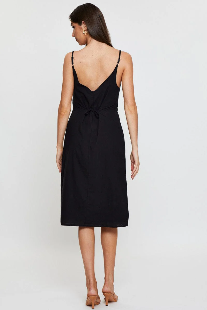 Black Slip Dress Linen