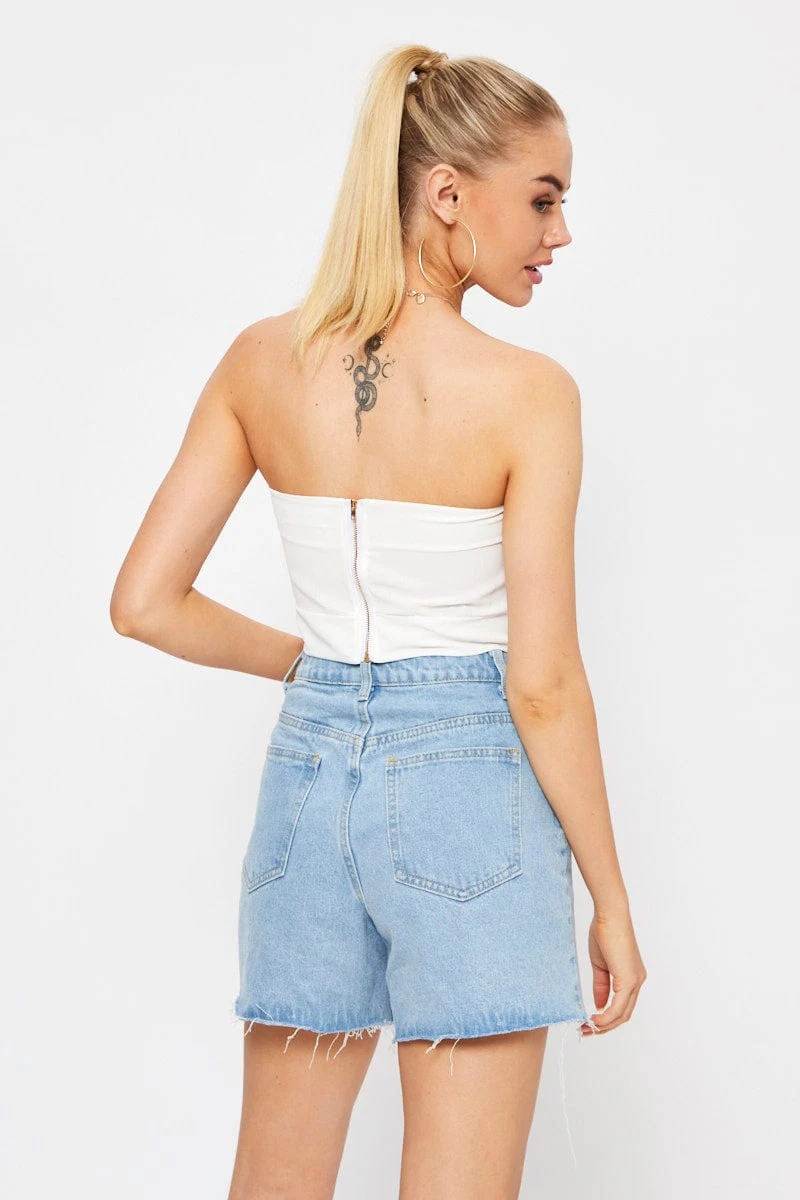 White Tie Front Bandeau Top