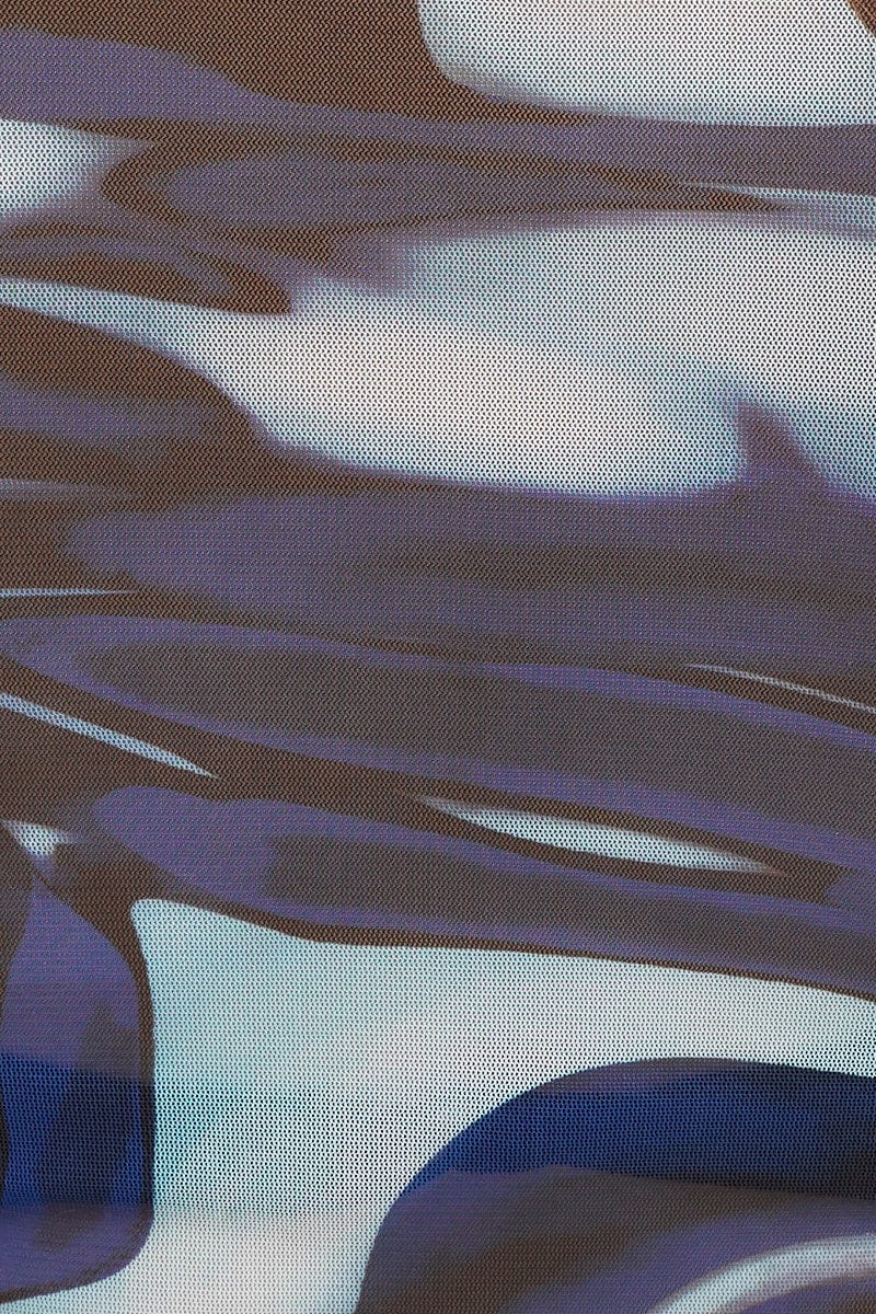 Print Long Sleeve Mesh Top