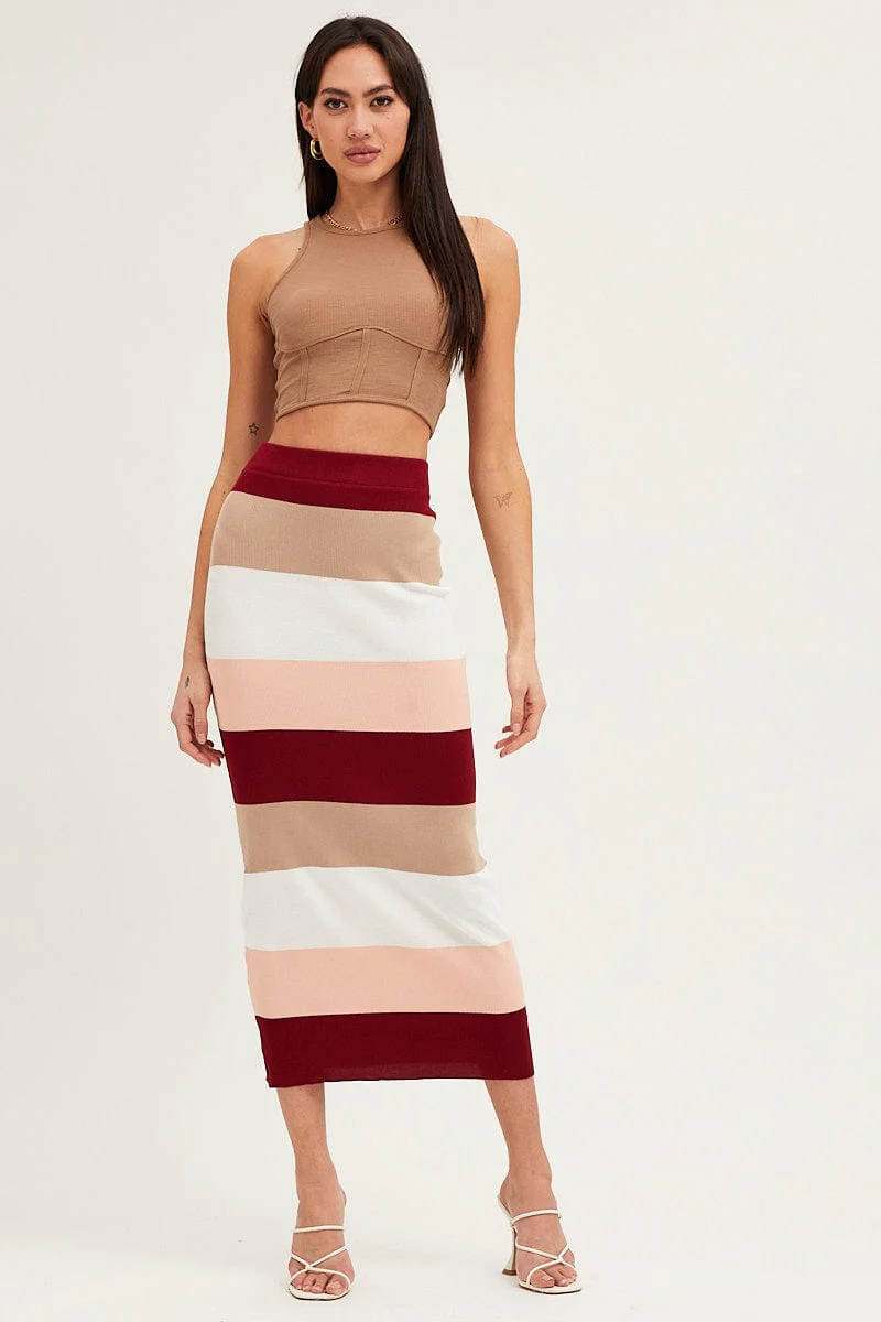 Multi Knit Midi Skirt