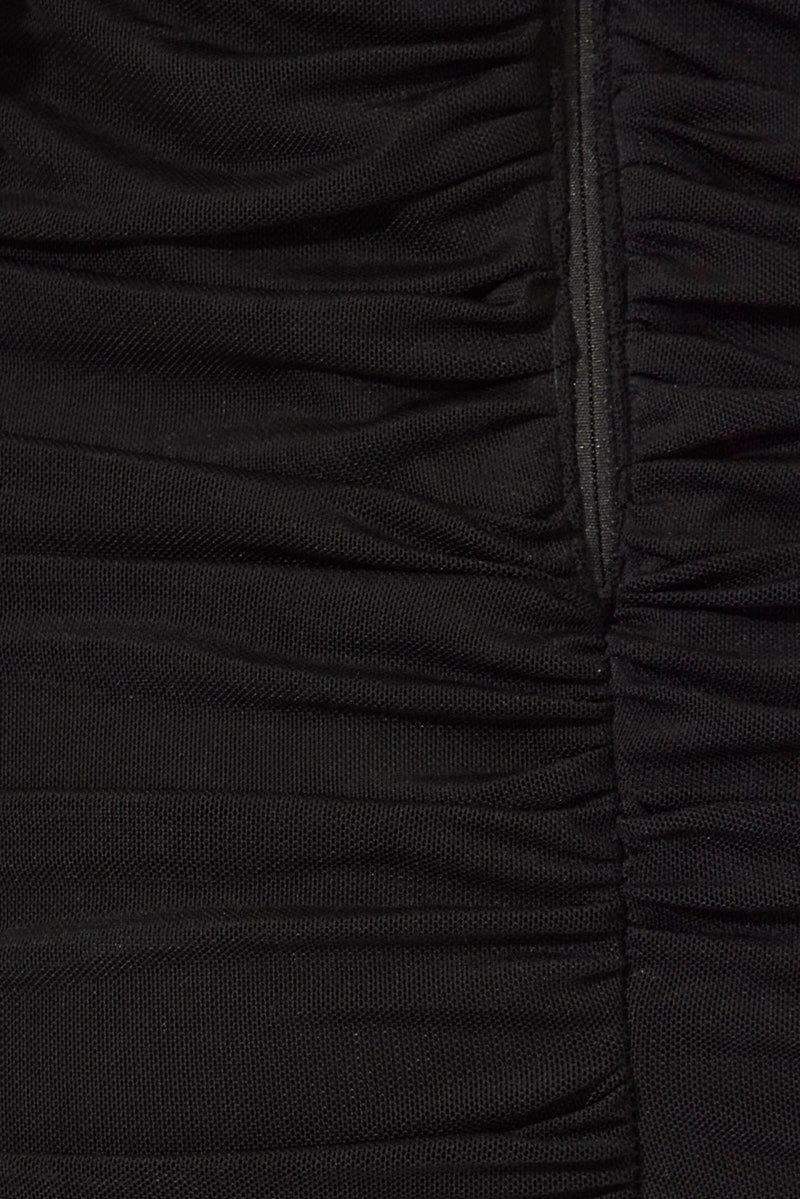Black Bodycon Dress Sleeveless Ruffle Mesh
