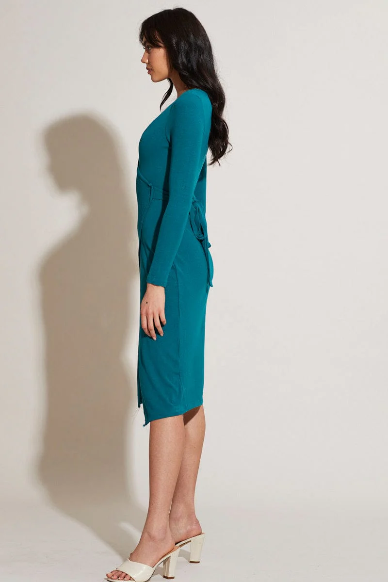 Green Wrap Dress Mini Bodycon