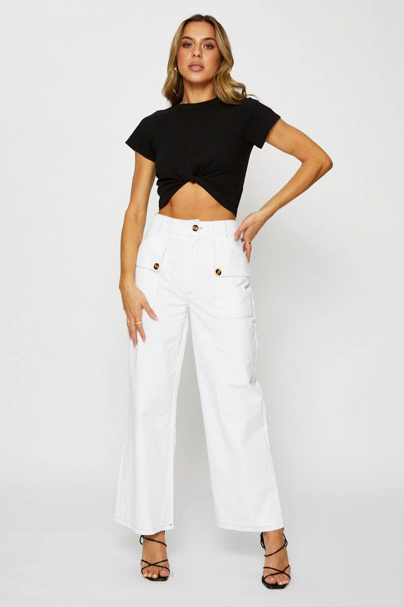 White Wide Leg Pants
