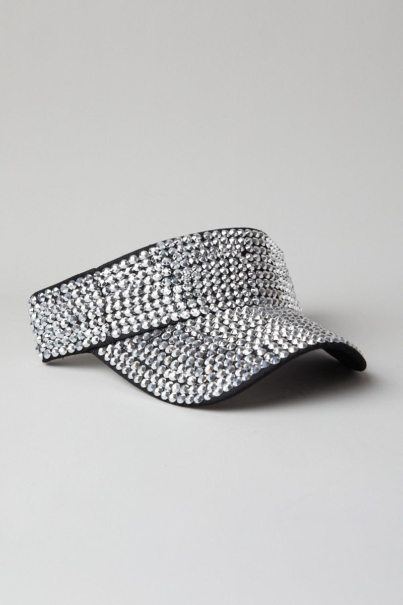 Black Rhinestones Decor Visor
