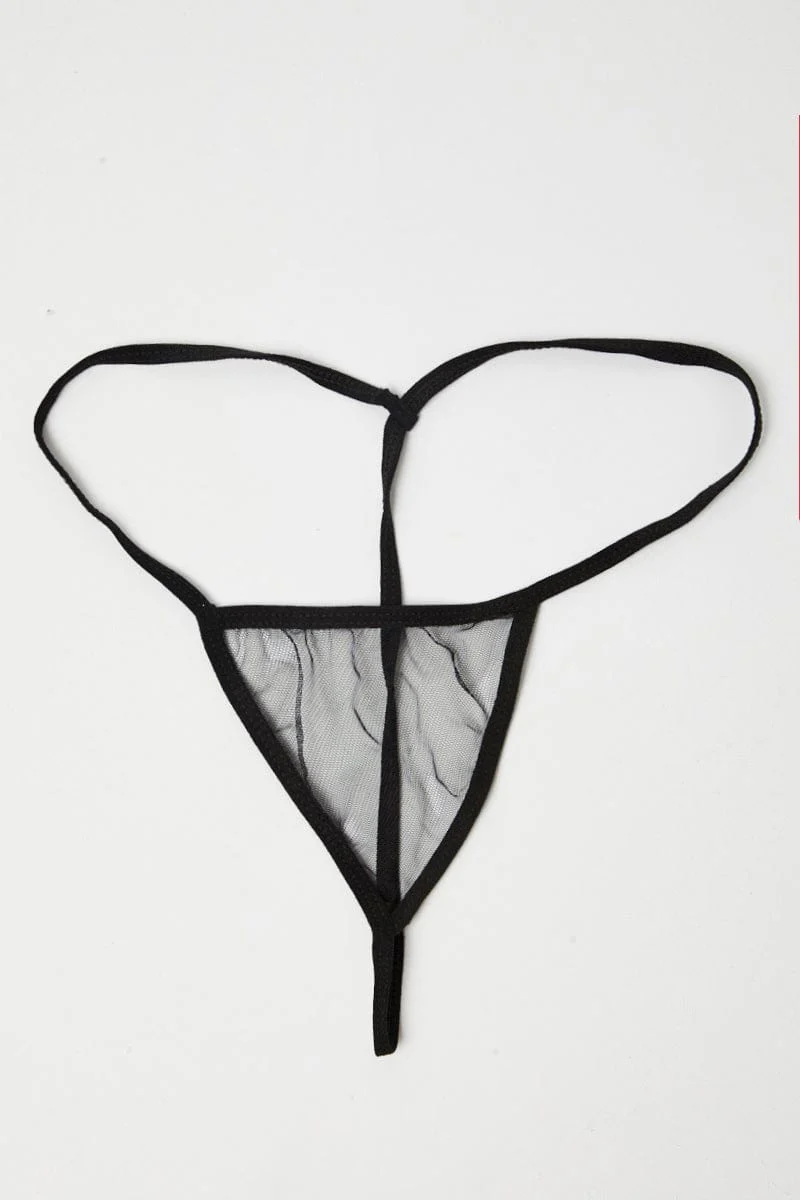 Black Slip Nightdress with Thong