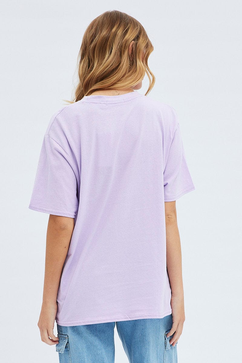 Purple Short Sleeve Boston Embroidered Tee