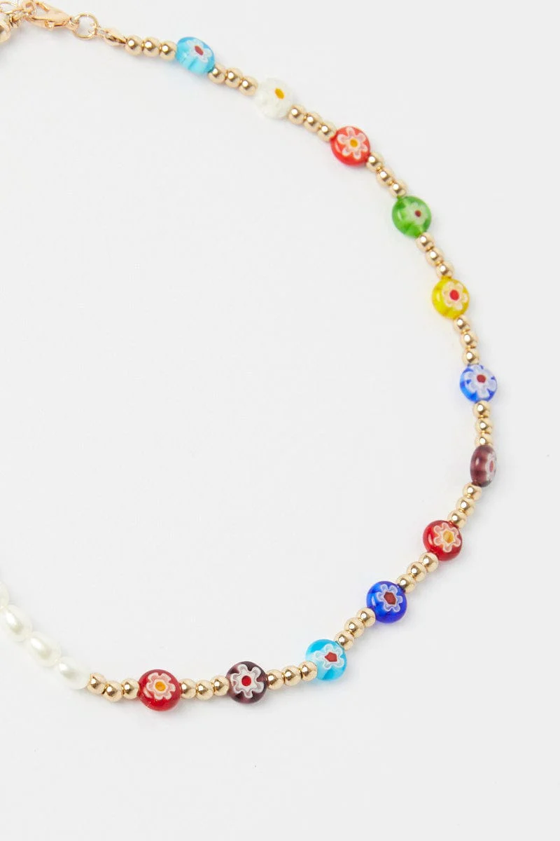 Multi Lucite Decor Necklace
